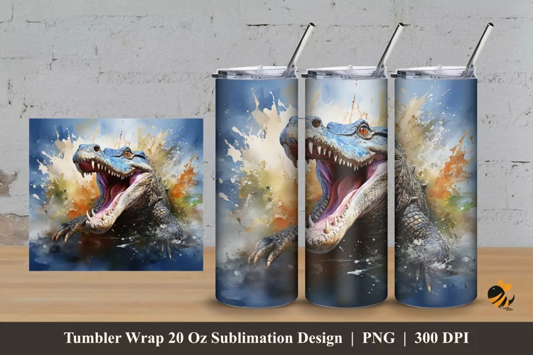 Estuarine Crocodile Tumbler Wrap Sublimation Design 3