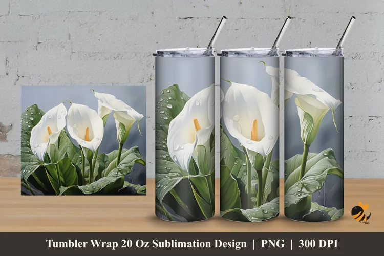 Calla Lily Tumbler Wrap Sublimation Design 3
