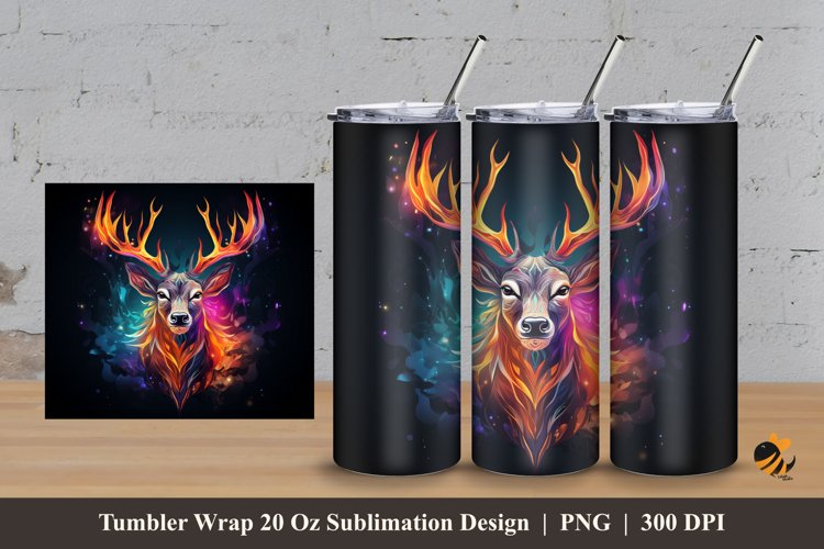 Fantasy Deer Tumbler Wrap Sublimation Design 3