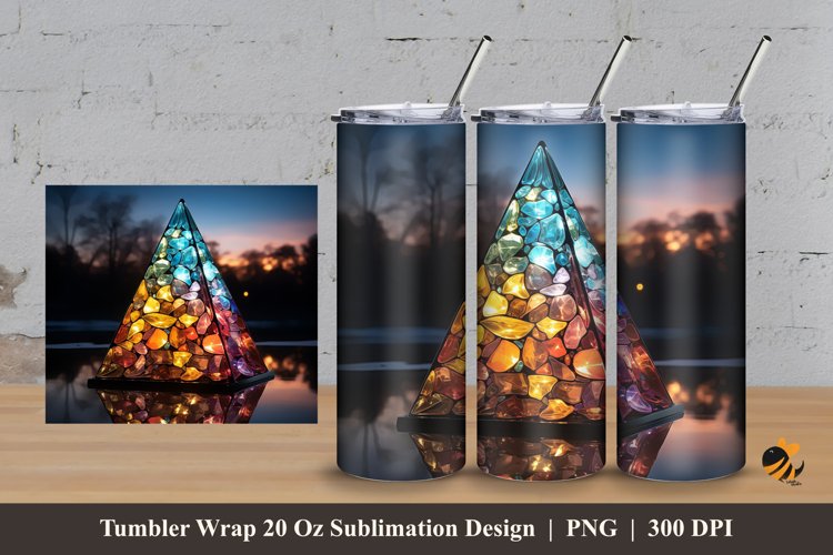 Triangles Colorful Tumbler Wrap Sublimation Design 3