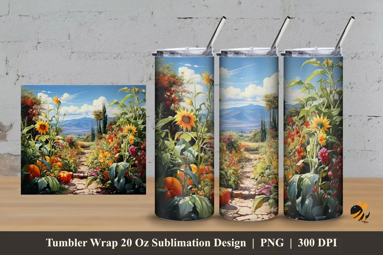 Garden Hill Tumbler Wrap Sublimation Design 3