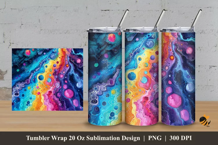 Watercolor Microbe Tumbler Wrap Sublimation Design 3