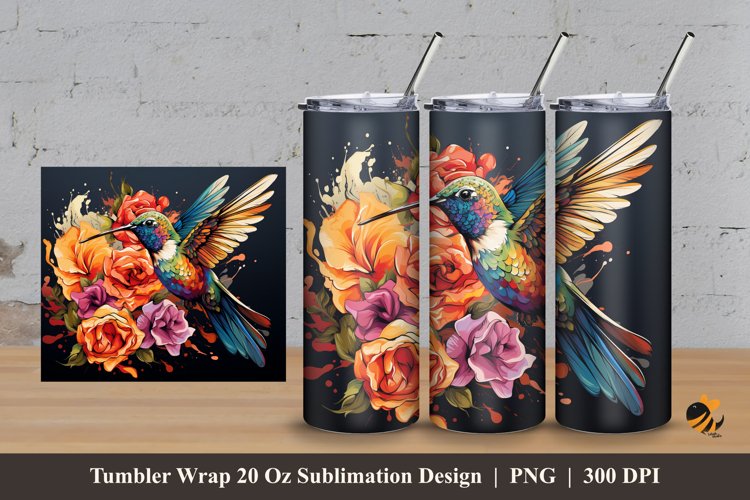Bird and Flower Tumbler Wrap Sublimation Design 3