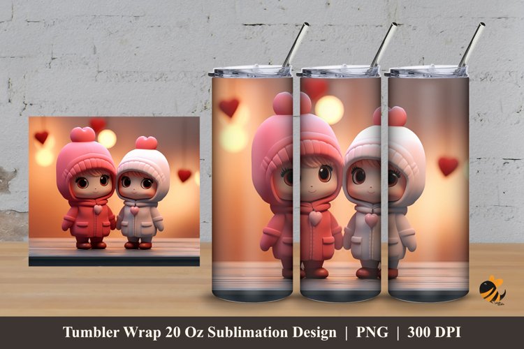 Love Duet Tumbler Wrap Sublimation Design 3