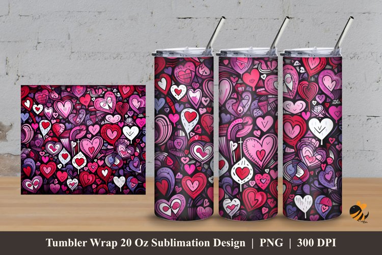 Doodle Love Tumbler Wrap Sublimation Design 3