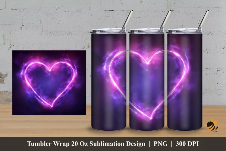 Love Neon Tumbler Wrap Sublimation Design 3