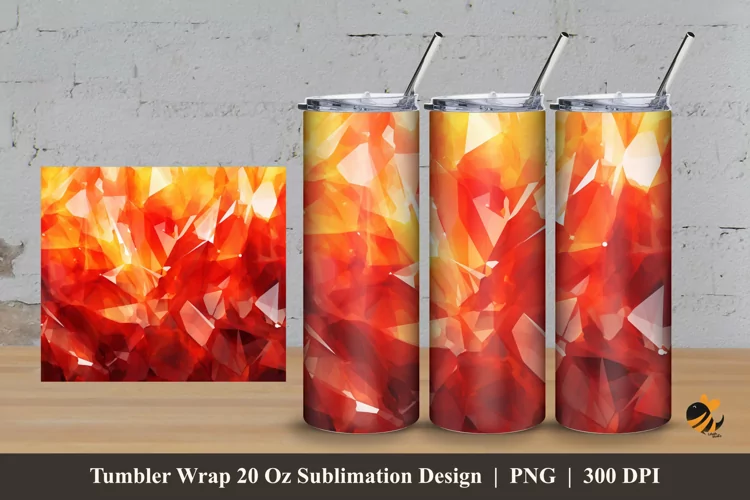 Red Crystal Tumbler Wrap Sublimation Design 3