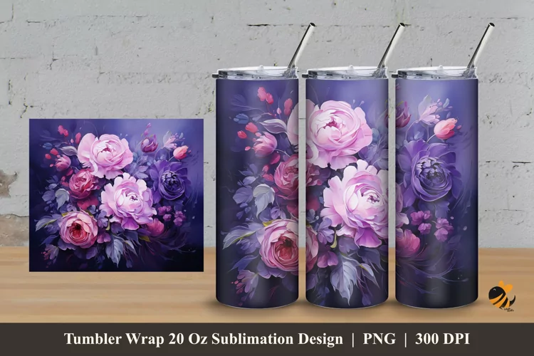 Luxurious Flowers Tumbler Wrap Sublimation Design 3