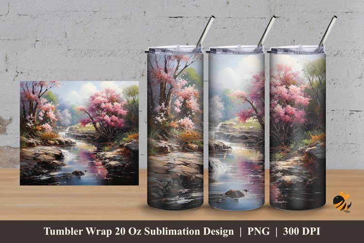 Nature's Bloom Tumbler Wrap Sublimation Design 3 example image 1