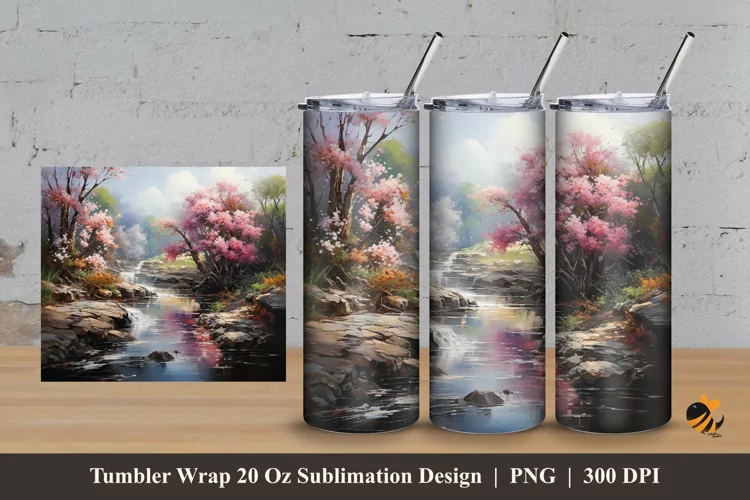 Nature's Bloom Tumbler Wrap Sublimation Design 3