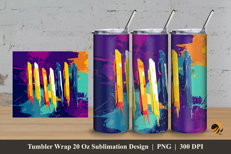 Funky Color Tumbler Wrap Sublimation Design 3