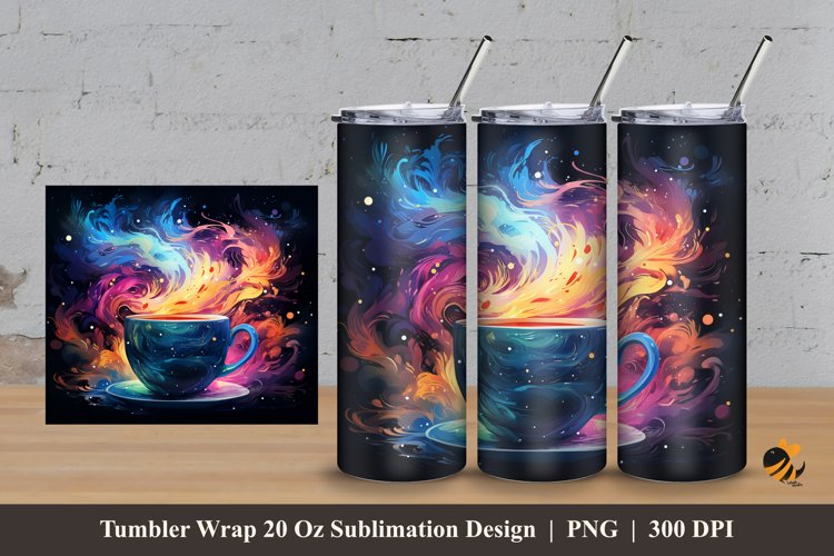Cup And Galaxy Tumbler Wrap Sublimation Design 3