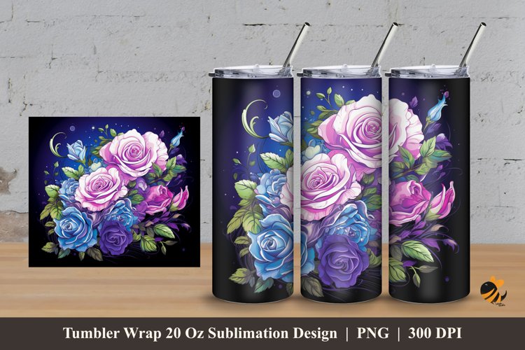 Rose Charm Tumbler Wrap Sublimation Design 3 example image 1