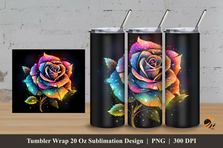 Rose Blink Effect Tumbler Wrap Sublimation Design 3