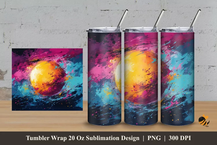 Painting Space Tumbler Wrap Sublimation Design 3