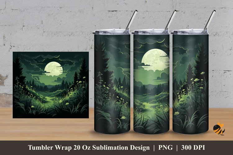Meadow Night Tumbler Wrap Sublimation Design 3