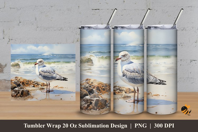 Sea Gull Tumbler Wrap Sublimation Design 3