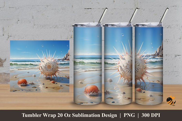 Sea Urchins Tumbler Wrap Sublimation Design 3 example image 1