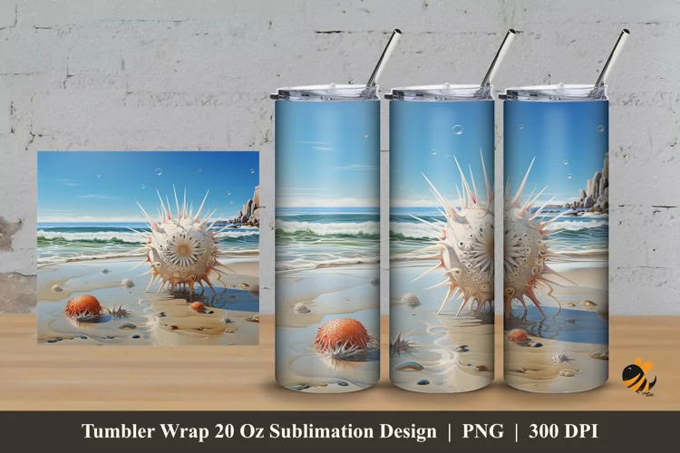 Sea Urchins Tumbler Wrap Sublimation Design 3