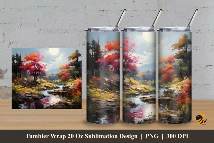 Natural Landscape Tumbler Wrap Sublimation Design 3