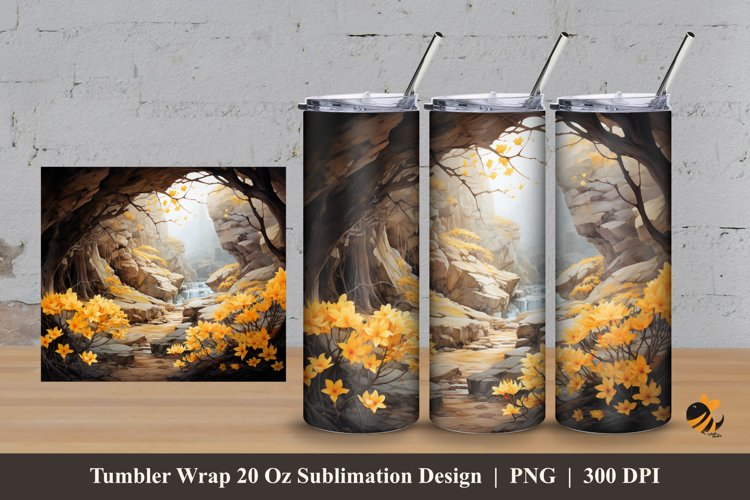 Witch Hazel Flower Tumbler Wrap Sublimation Design 3 example image 1