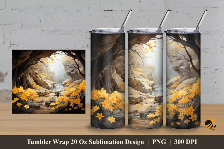 Witch Hazel Flower Tumbler Wrap Sublimation Design 3