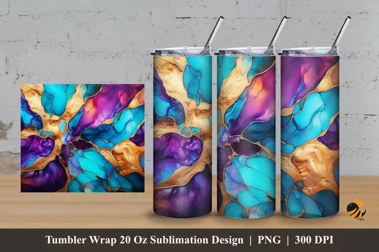 Turquoise Tumbler Wrap Sublimation Design 3