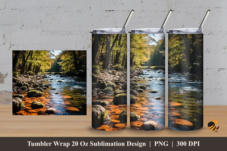 Forest River Tumbler Wrap Sublimation Design 3 example image 1