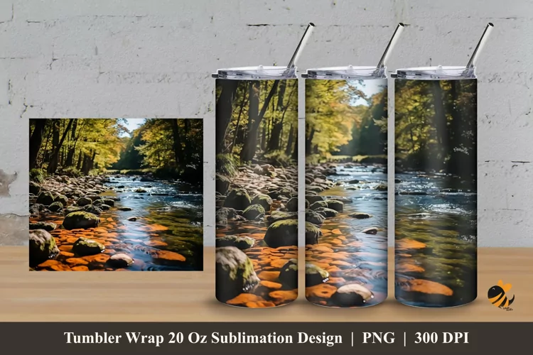 Forest River Tumbler Wrap Sublimation Design 3