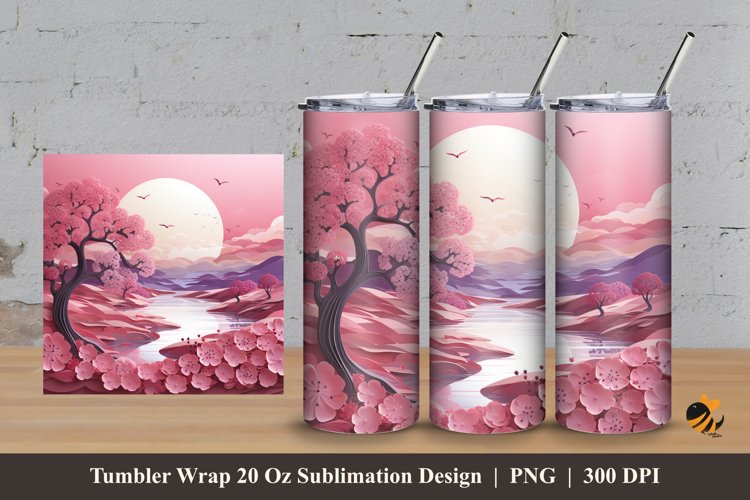 Beauty Paper Art Tumbler Wrap Sublimation Design 3