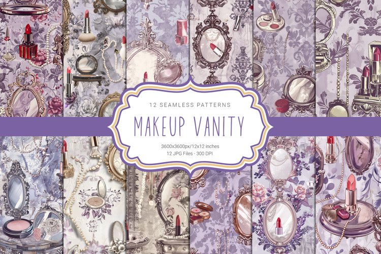 Victorian Makeup Vanity Seamless Patterns example image 1