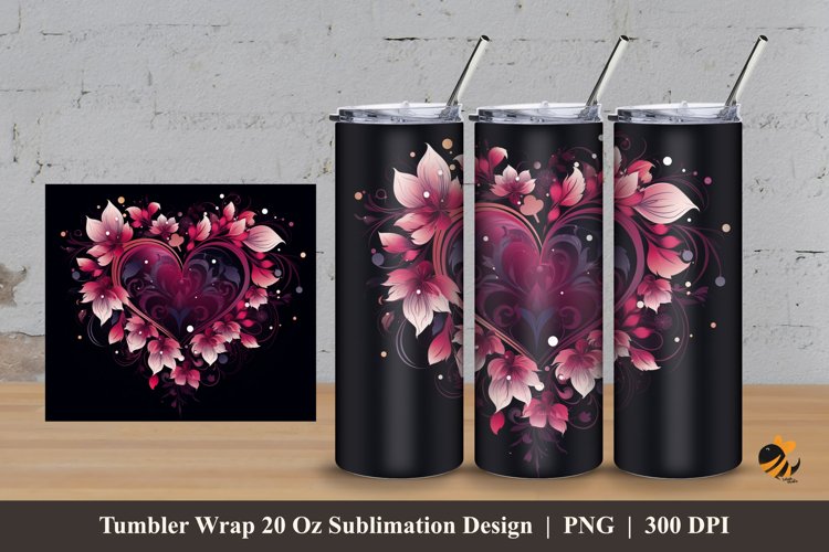Floral love Tumbler Wrap Sublimation Design 3 example image 1