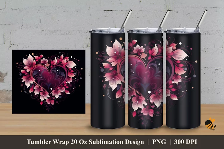 Floral love Tumbler Wrap Sublimation Design 3
