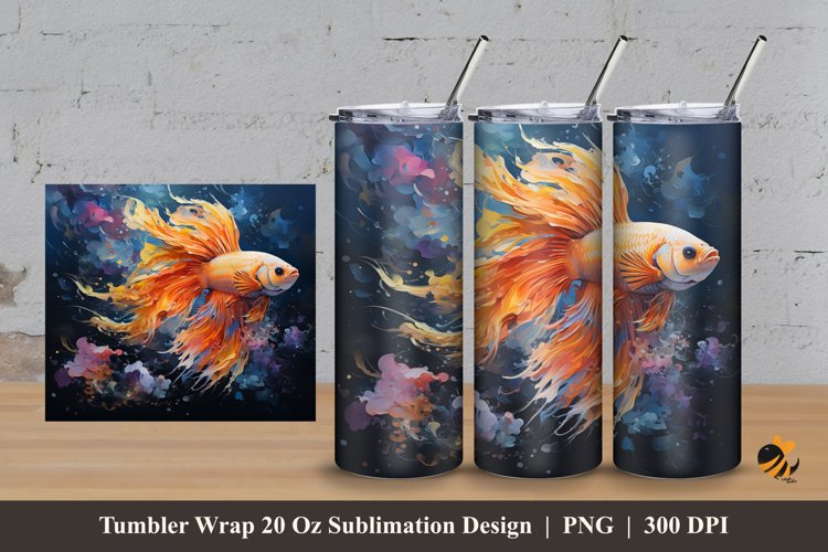 Realistic Betta Tumbler Wrap Sublimation Design 3 example image 1