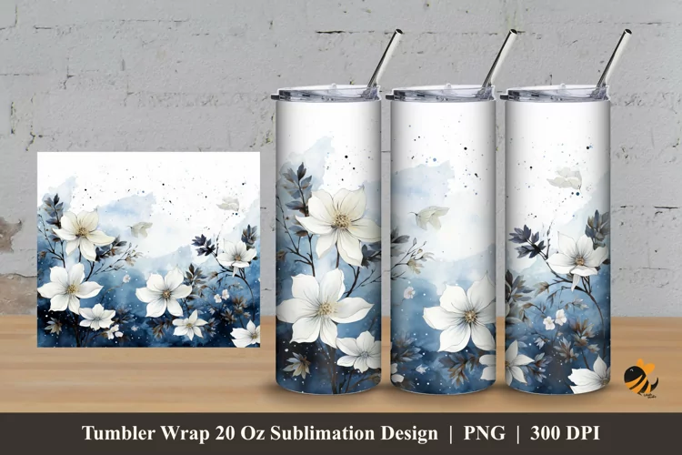 Exotic Flowers Tumbler Wrap Sublimation Design 3