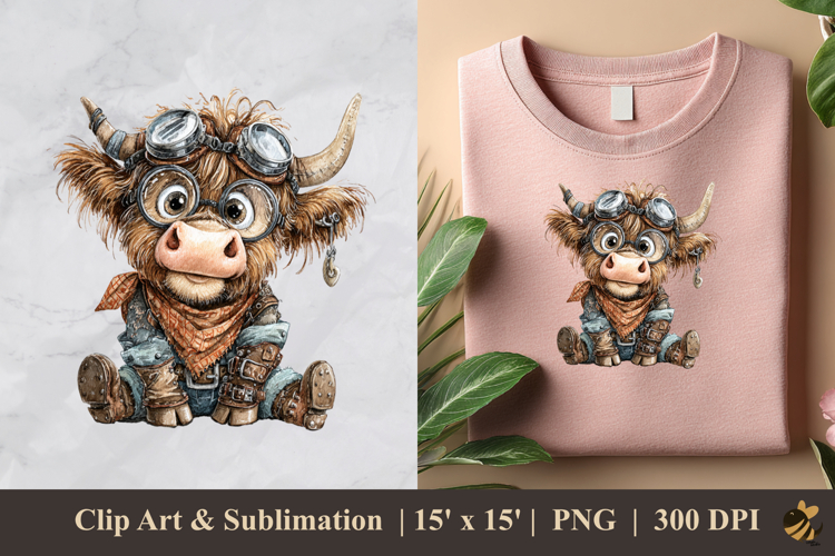 Highland Cattle Fantasy DTF Sublimation Clipart Design 3