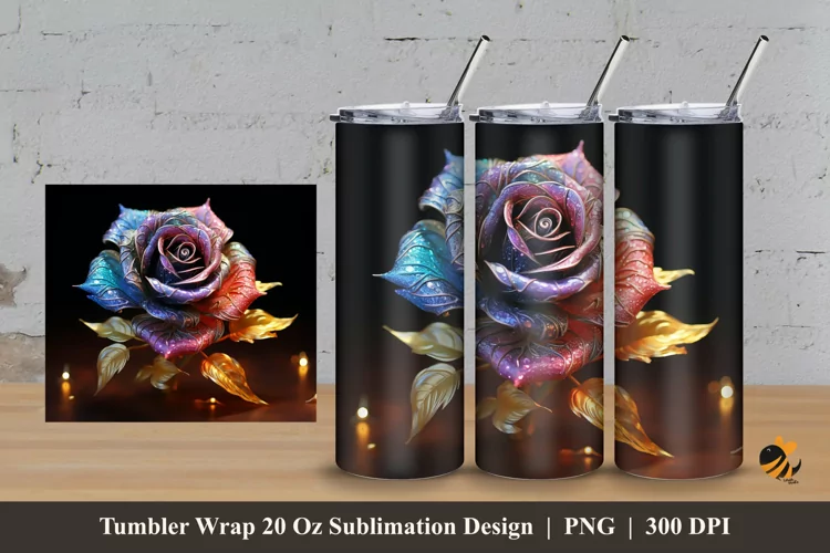 Luxury Rose Tumbler Wrap Sublimation Design 3