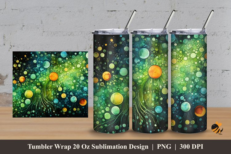 Watercolor Microorganisms Tumbler Wrap Sublimation Design 3 example image 1