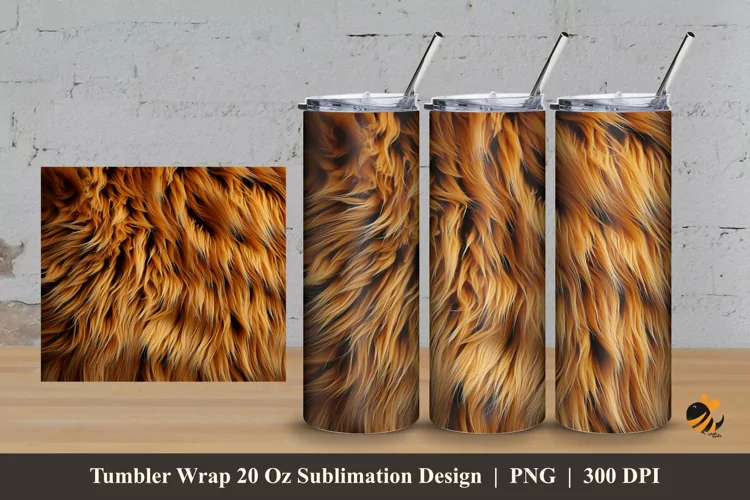 Bear Fur Tumbler Wrap Sublimation Design 3