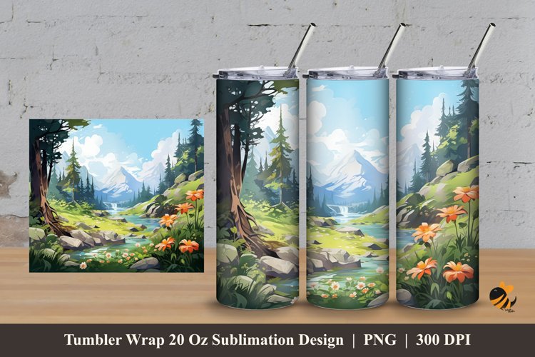 Beautiful Garden Tumbler Wrap Sublimation Design 3 example image 1