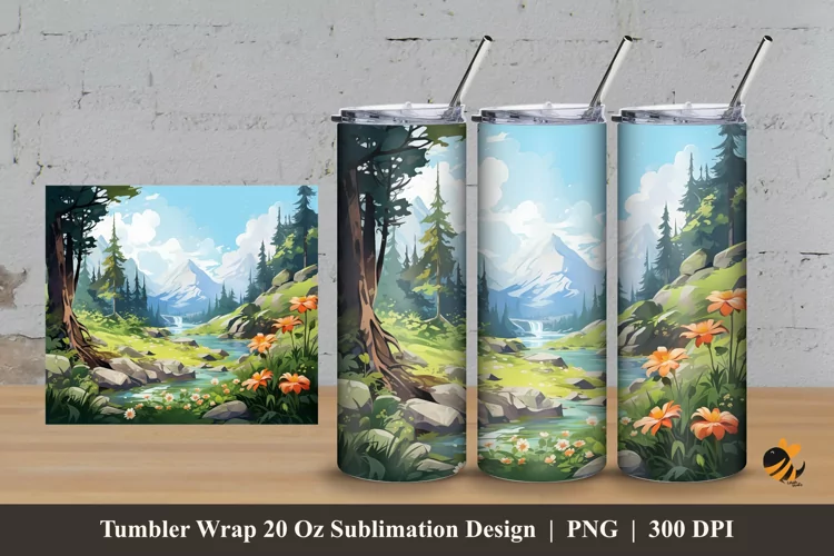 Beautiful Garden Tumbler Wrap Sublimation Design 3
