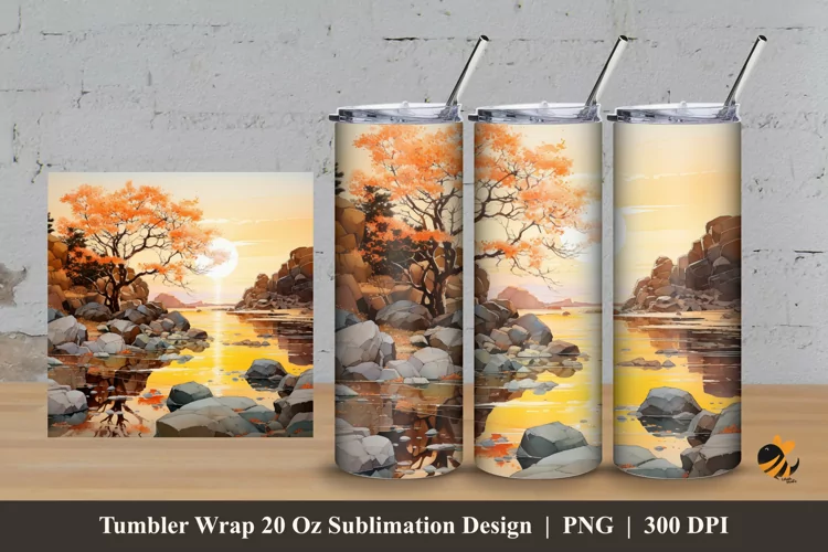 Evening Panorama Tumbler Wrap Sublimation Design 3