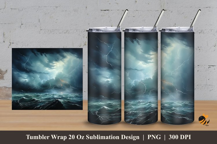 Thunder Rain Tumbler Wrap Sublimation Design 3 example image 1