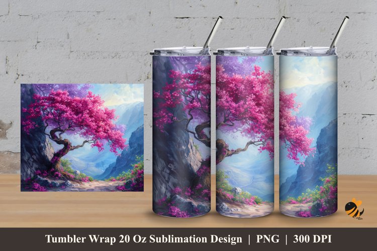 Old Bougainvillea Tumbler Wrap Sublimation Design 3 example image 1