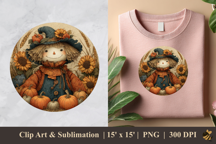 Whimsical Cute Scarecrow DTF Sublimation Clipart 3