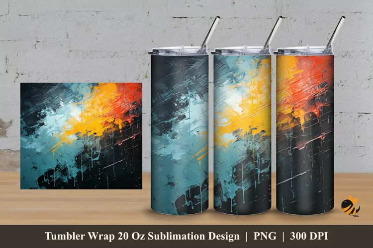 Colorful Abstract Tumbler Wrap Sublimation Design 3
