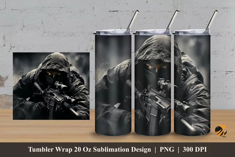 Sniper Tumbler Wrap Sublimation Design 3