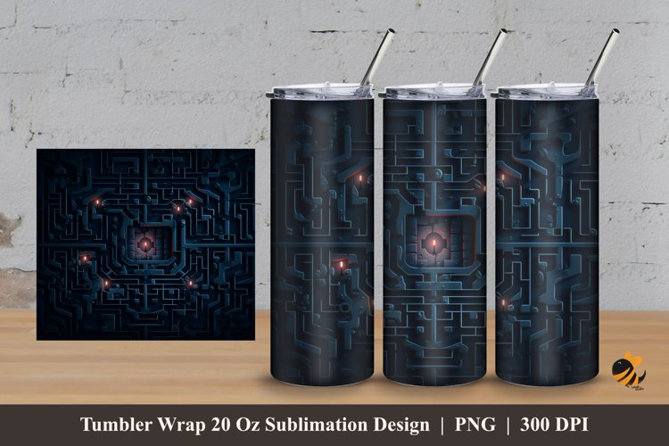 Dark Labyrinth Tumbler Wrap Sublimation Design 3 example image 1