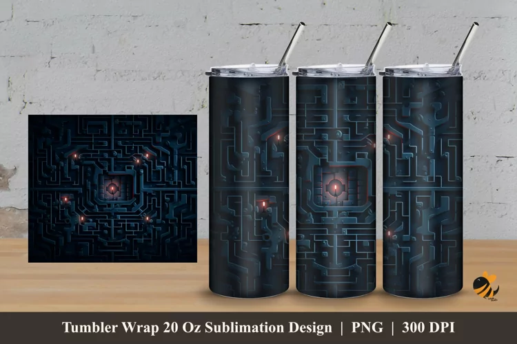 Dark Labyrinth Tumbler Wrap Sublimation Design 3