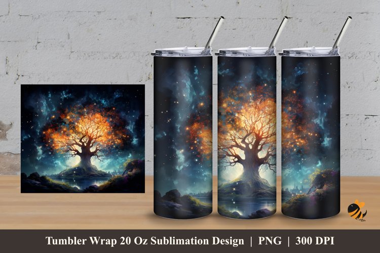 Dream Tree Tumbler Wrap Sublimation Design 3 example image 1
